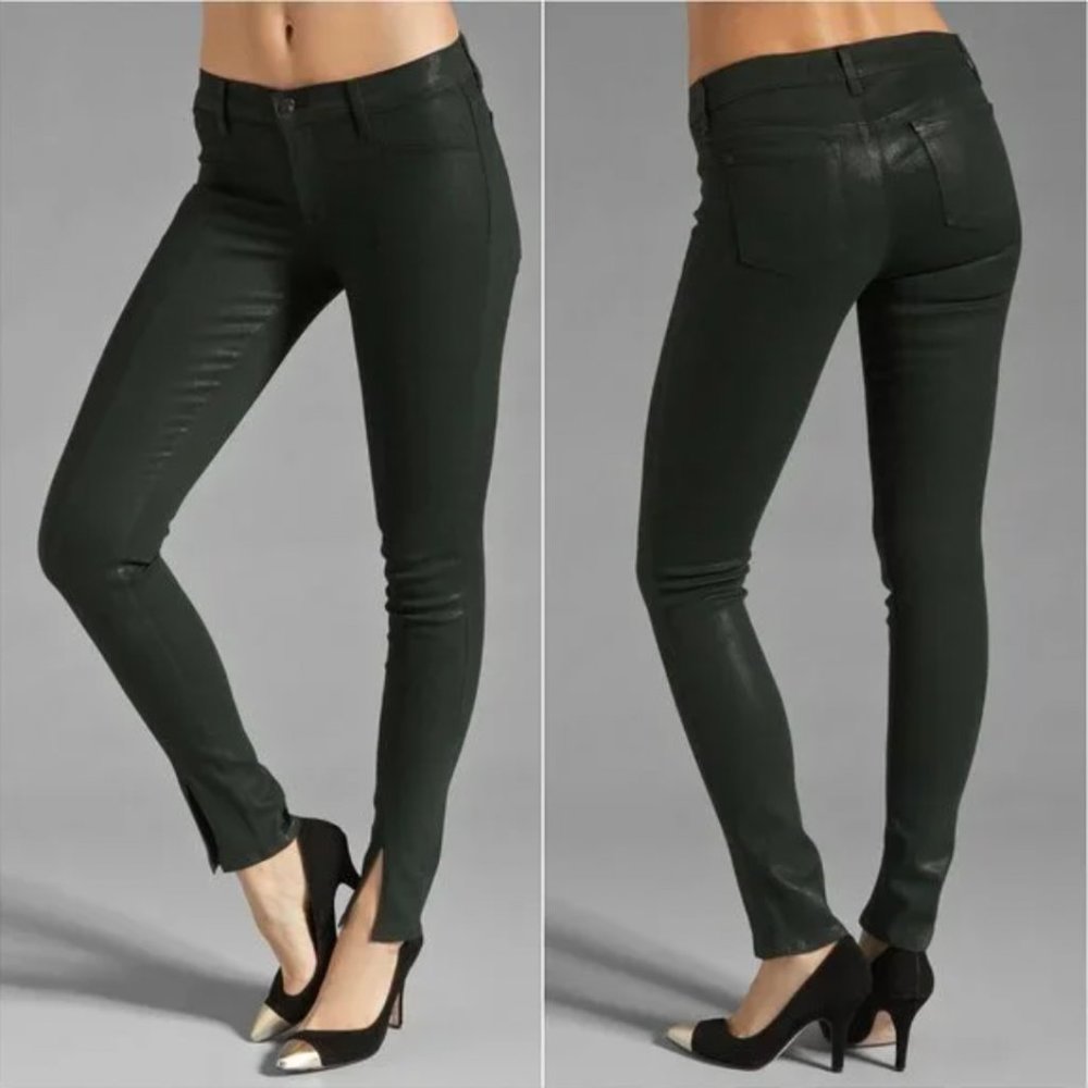 J BRAND black Vera skinny jeans in Coated Stealth